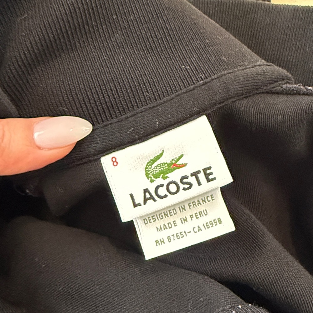 Lacoste Men's High Neck Black Solid Quarter-Zip Interlock Sweatshirt Sz 8 (3XL) - Picture 7 of 12